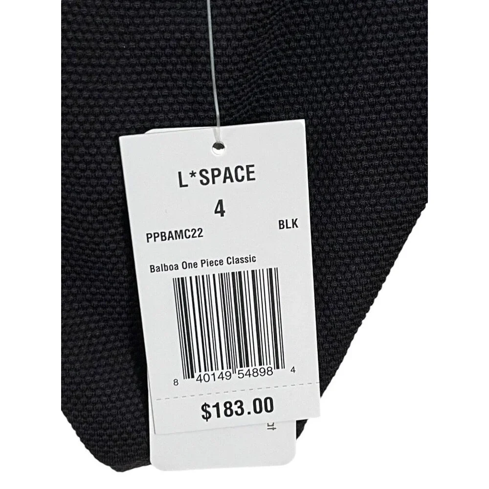 $183 L Space Black‎ Balboa One Piece Swimsuit Size XS 4 Tie Front